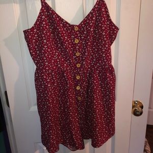 Red floral romper